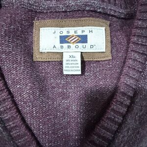 Joseph Abboud Men's XL Wool Blend V-Neck Sweater Plum Purple EUC